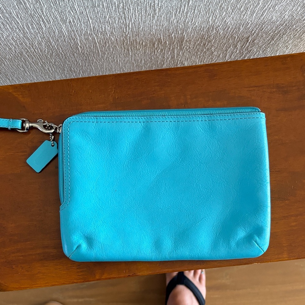 Coach Turquoise Leather Wristlet - Picture 5 of 7